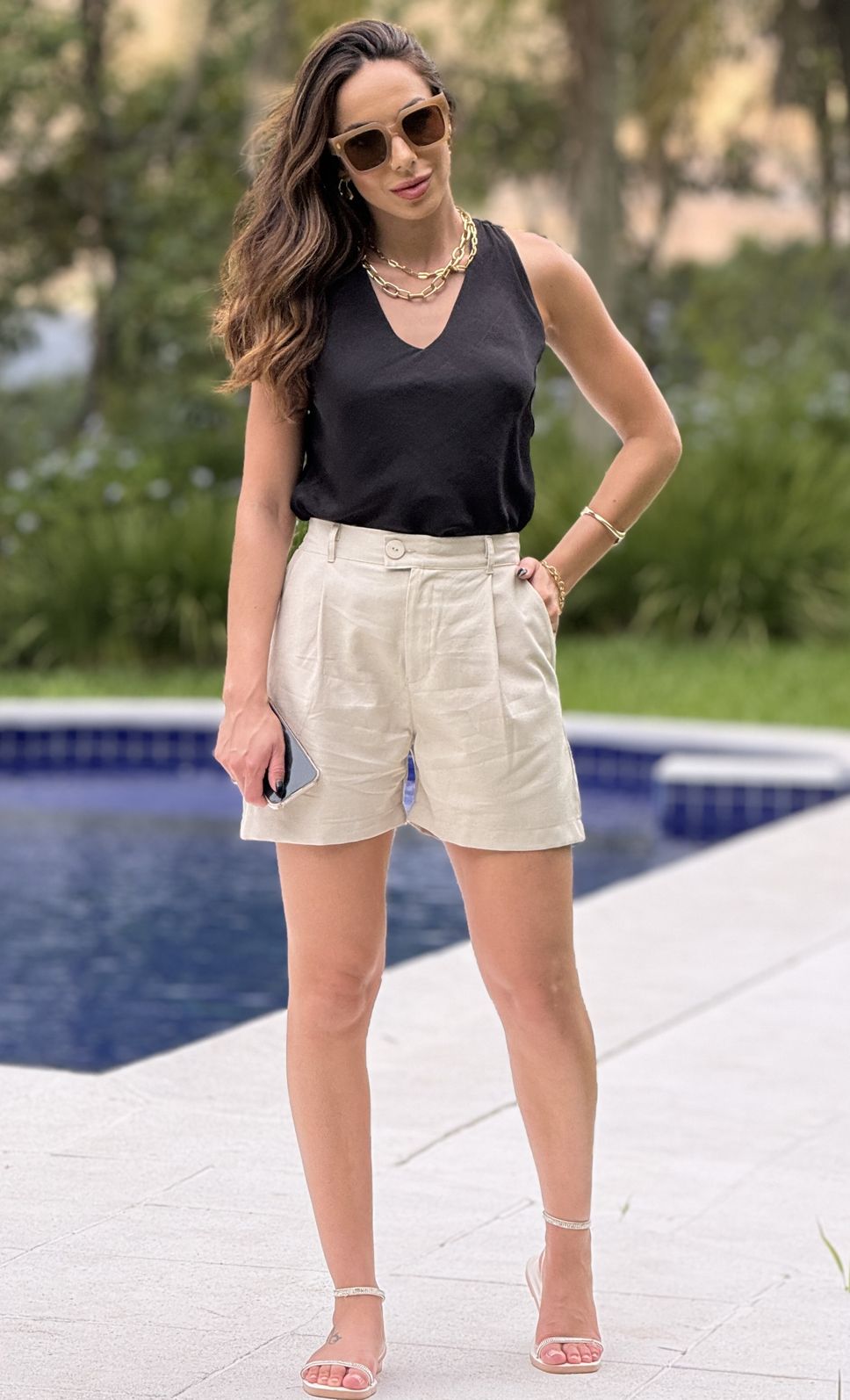 Short Alfaiataria Samantha Areia Short Alfaiataria Samantha Areia