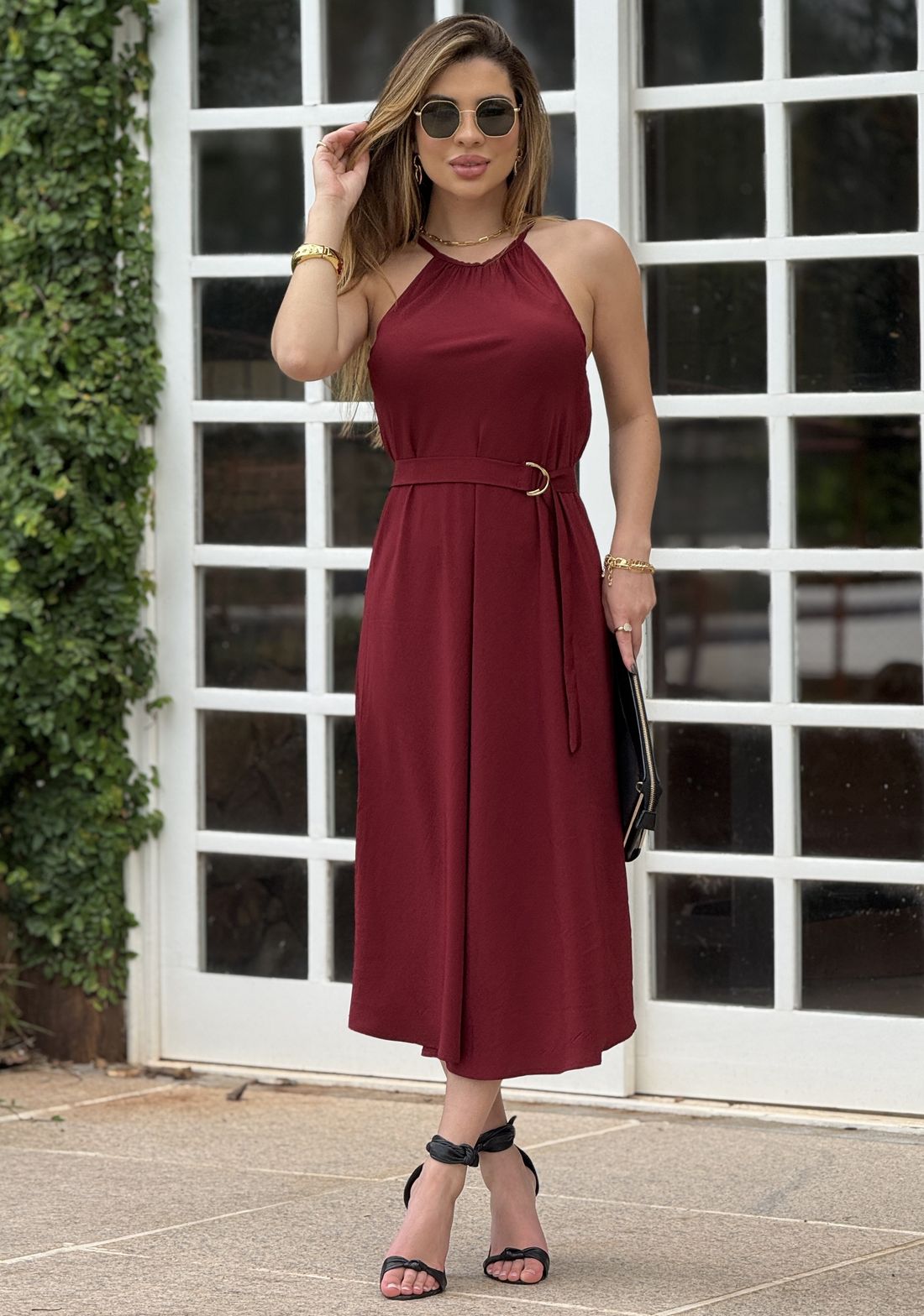 Vestido Carola Midi Bordo Vestido Carola Midi Bordo