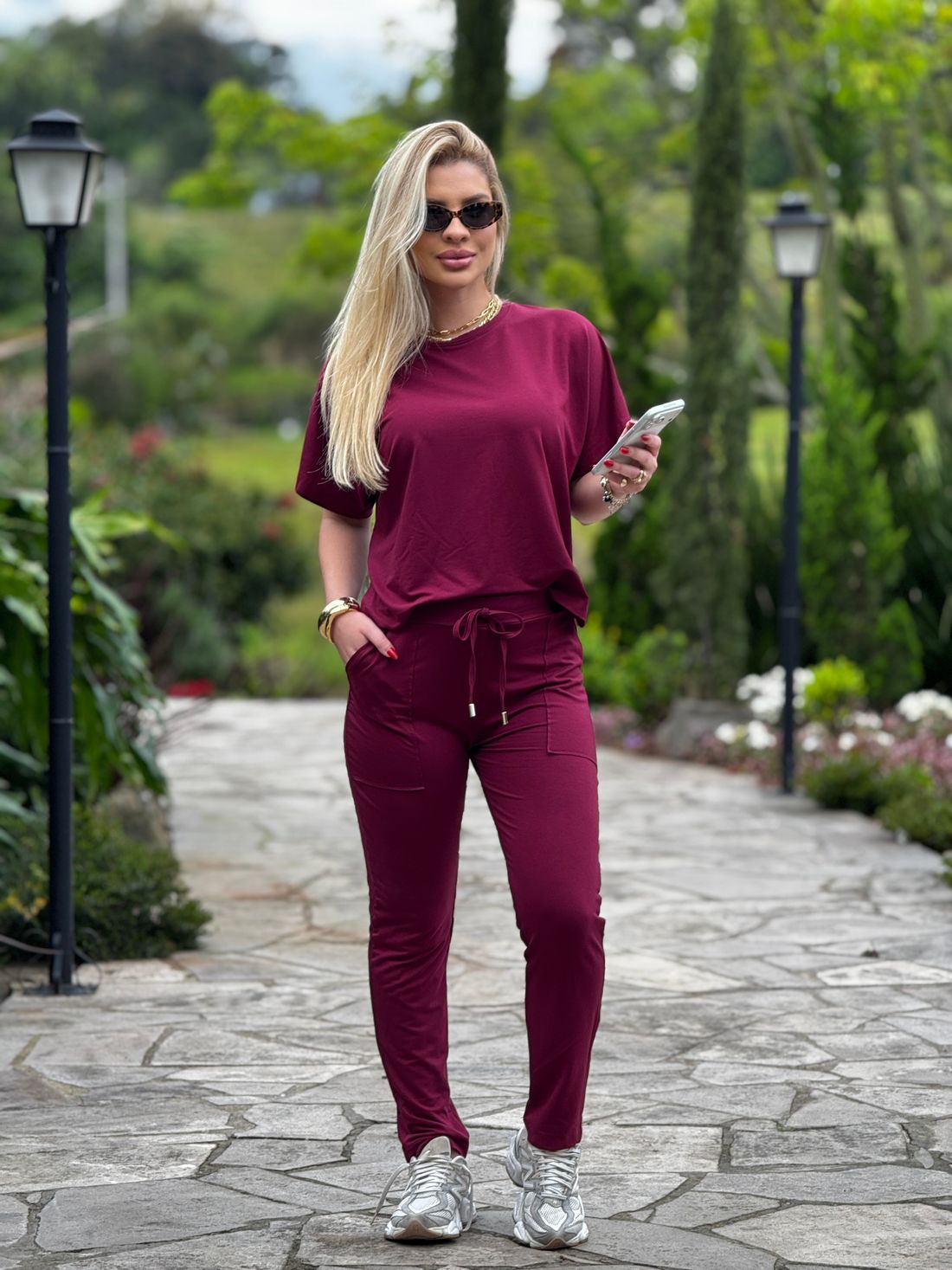 Calça Moletinho Hellen Bordo