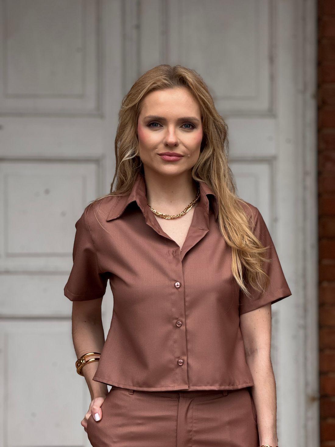 Camisa Valerie Marrom Camisa Valerie Marrom