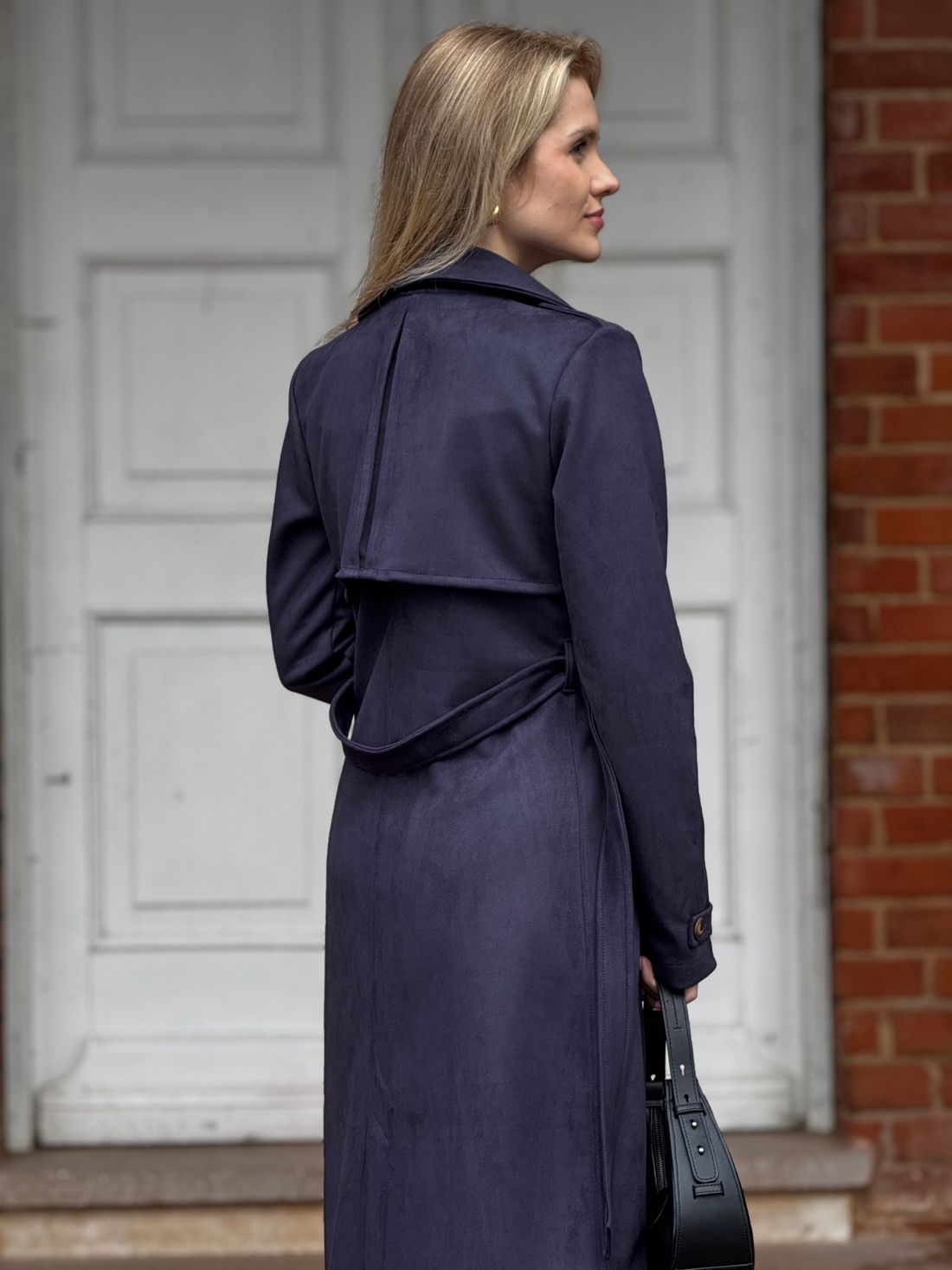 Trench Coat Suede Marinho Trench Coat Suede Marinho