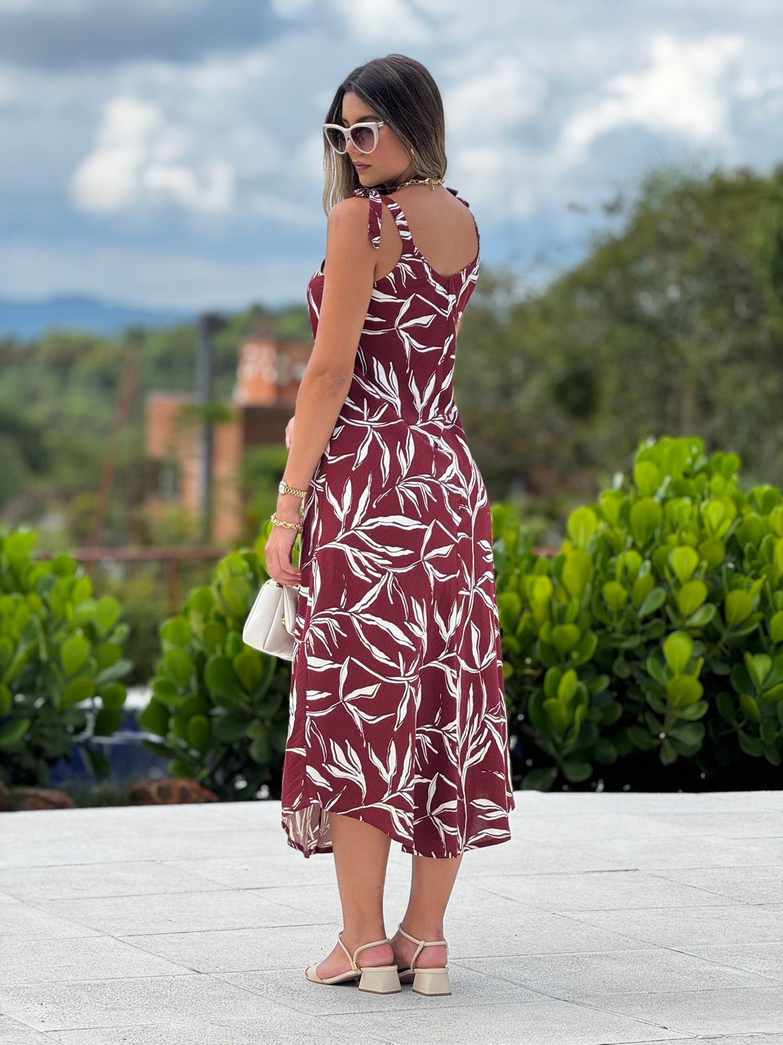 Vestido Estampado Flora Marsala