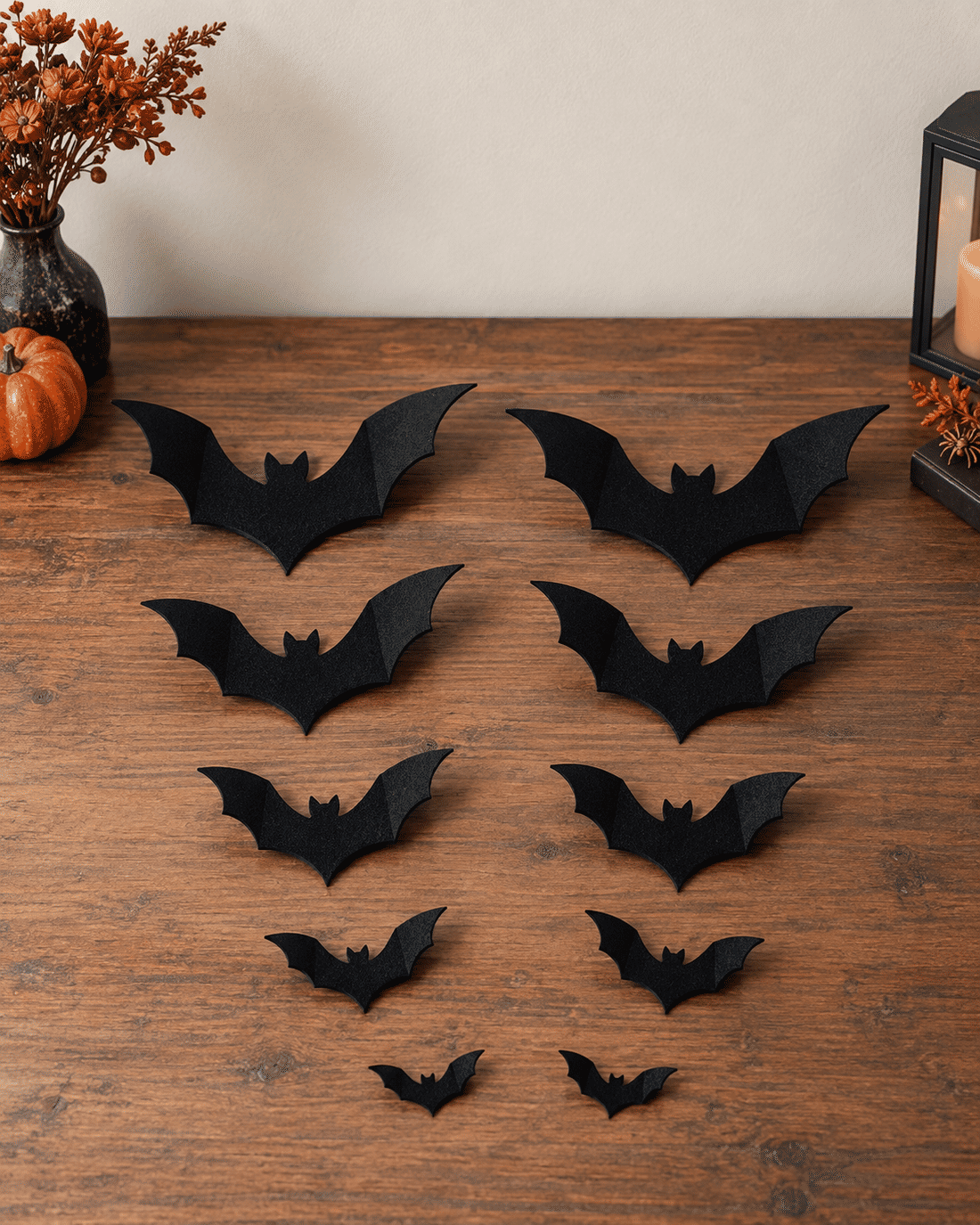 Kit 10 Morcegos Decorativos de Parede Halloween em Impressão 3D Kit 10 Morcegos Decorativos de Parede Halloween em Impressão 3D