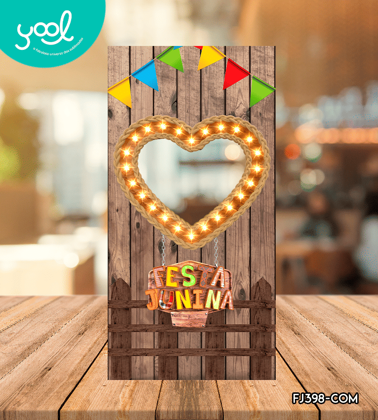 Tecido para Painel de Festa Junina para fotos interativo Formato Coração 1,00X2,10