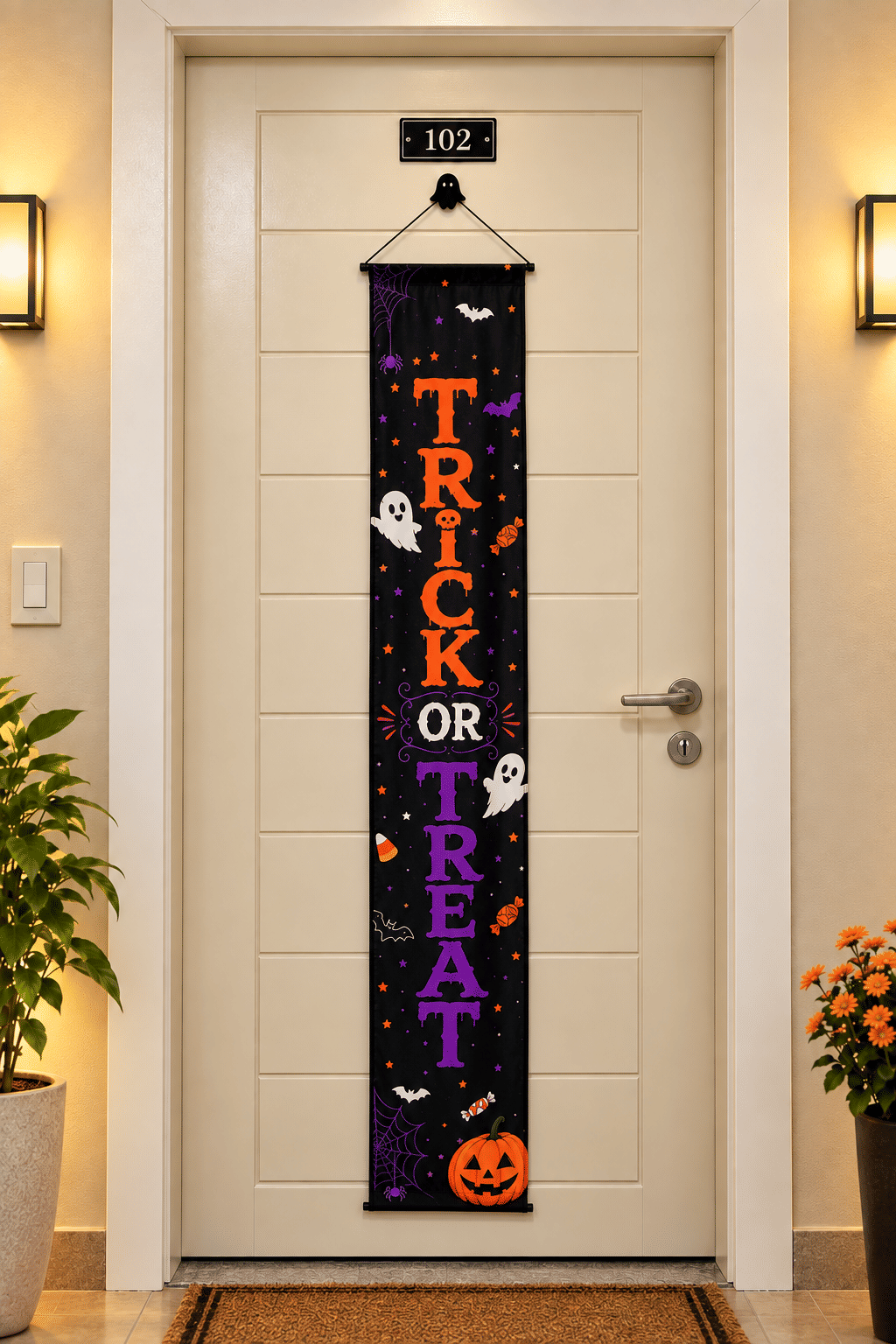 Banner Decorativo Halloween Trick or Treat 1,75 m com Gancho Banner Decorativo Halloween Trick or Treat 1,75 m com Gancho