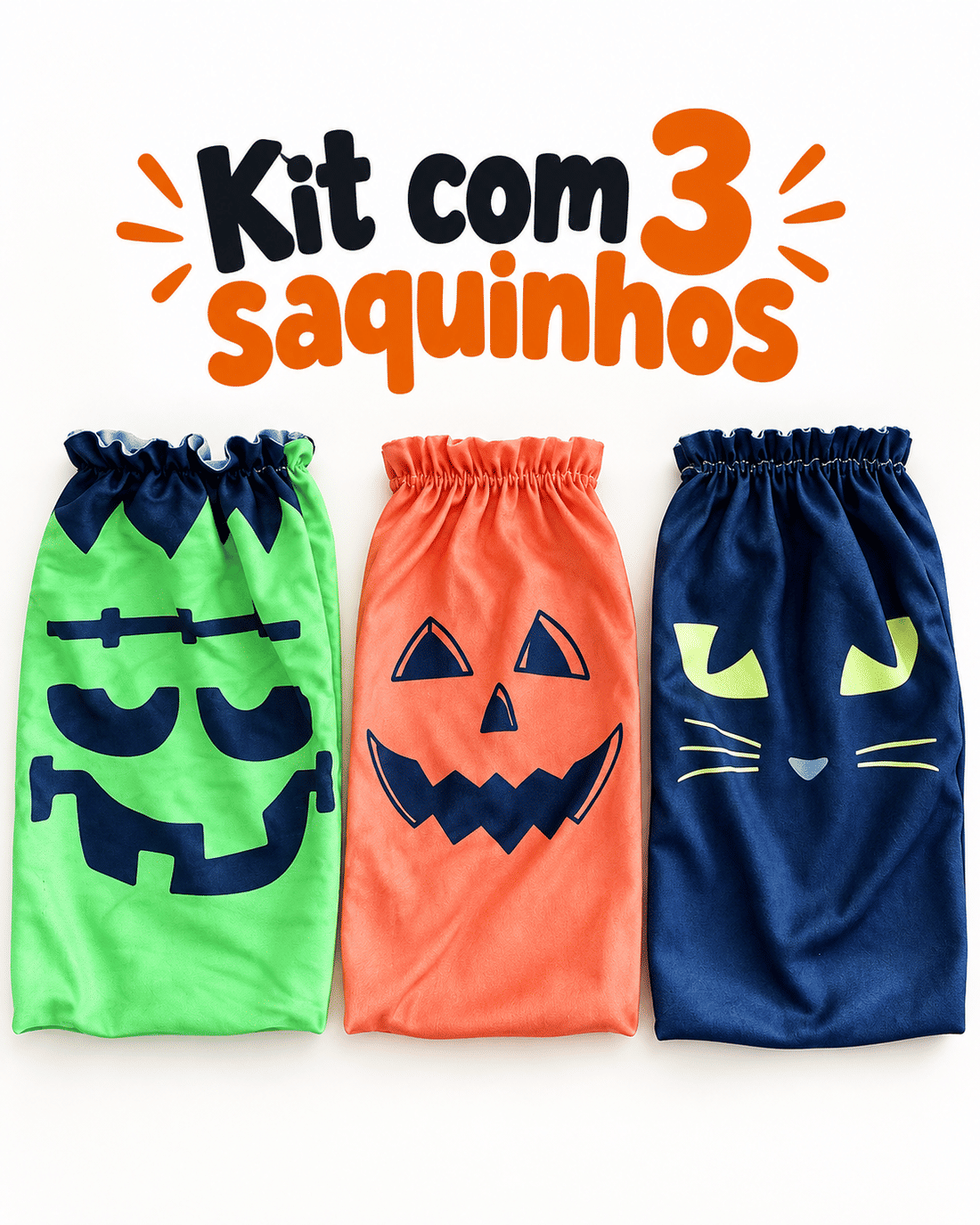 Kit 3 Porta-Doces Halloween Abóbora-Frankstein-Gato Preto | Yool Kit 3 Porta-Doces Halloween Abóbora-Frankstein-Gato Preto | Yool
