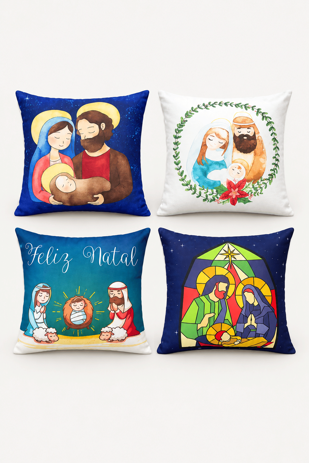 KIT 4 CAPAS DE ALMOFADAS SAGRADA FAMILIA MALHA CONFORT DECORATIVAS NATAL - 45x45 KIT 4 CAPAS DE ALMOFADAS SAGRADA FAMILIA MALHA CONFORT DECORATIVAS NATAL - 45x45