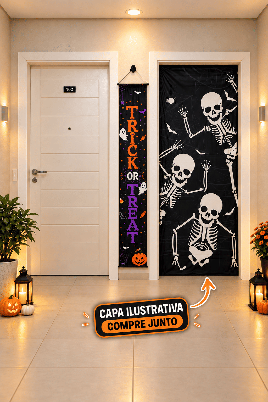 Banner Decorativo Halloween Trick or Treat 1,75 m com Gancho Banner Decorativo Halloween Trick or Treat 1,75 m com Gancho