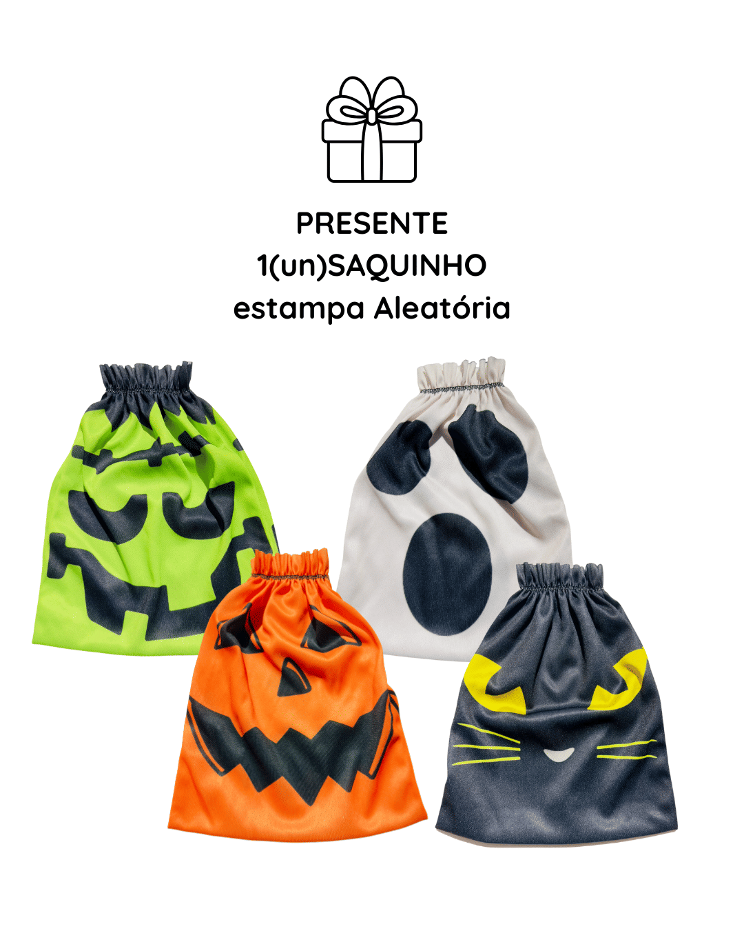 Presente 1 Porta Doces Saquinho Tecido Halloween (Estampa Aleatória)