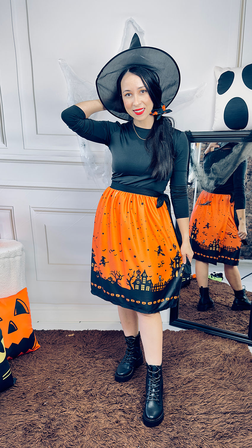 Saia Fantasia Halloween Aboboras adulto P ao G2