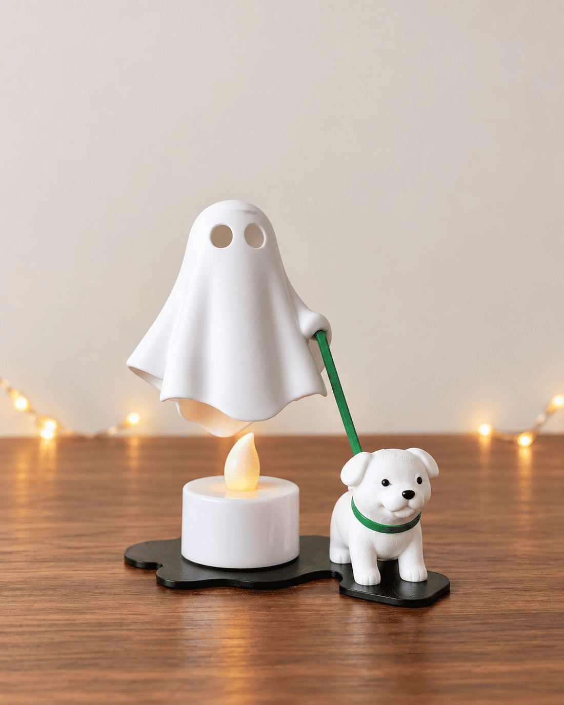 Fantasma com Cachorrinho e Luminária Halloween em Impressão 3D