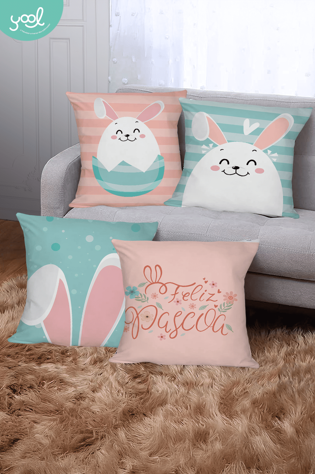 KIT 4 CAPAS DE ALMOFADAS DECORATIVAS PÁSCOA- 45x45 KIT 4 CAPAS DE ALMOFADAS DECORATIVAS PÁSCOA- 45x45