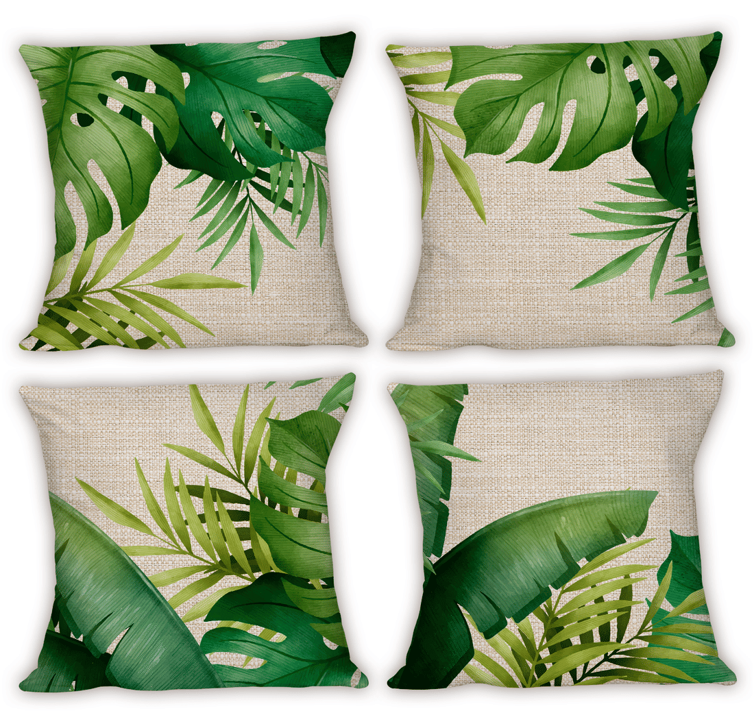 KIT 4 CAPAS DE ALMOFADAS DECORATIVAS FOLHAGENS - 45x45 KIT 4 CAPAS DE ALMOFADAS DECORATIVAS FOLHAGENS - 45x45