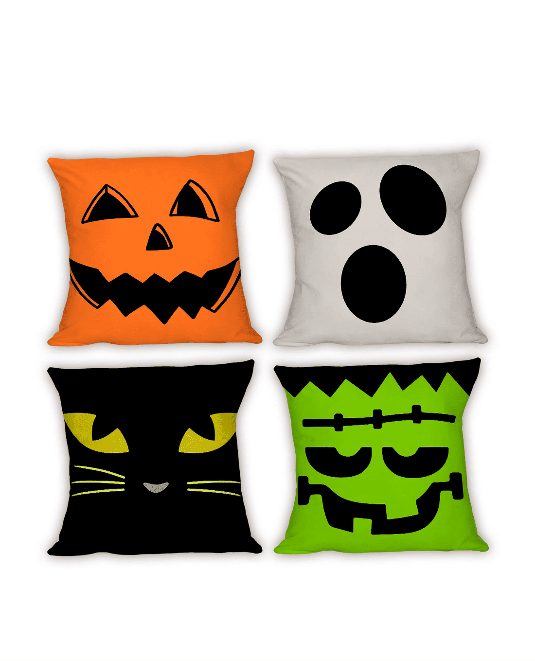 Combo Halloween (Painel + Kit 4 Capa Almofadas + Toalha de Mesa) CASTELO E ABÓBORAS