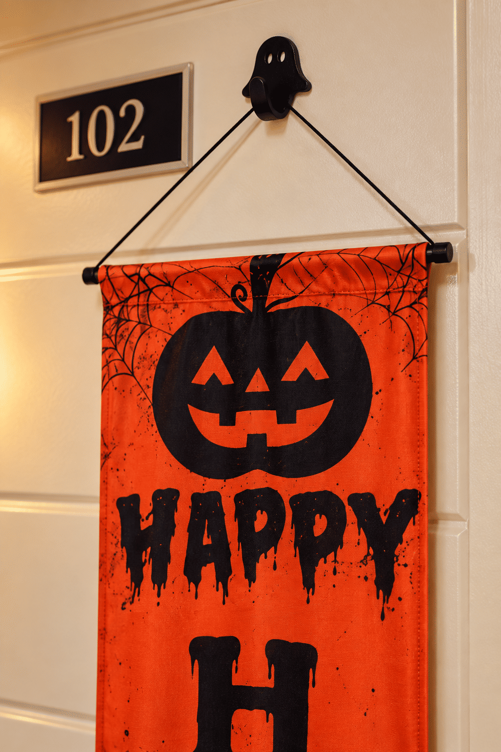 Banner Decorativo Halloween Laranja Happy Halloween 1,75 m com Gancho Banner Decorativo Halloween Laranja Happy Halloween 1,75 m com Gancho