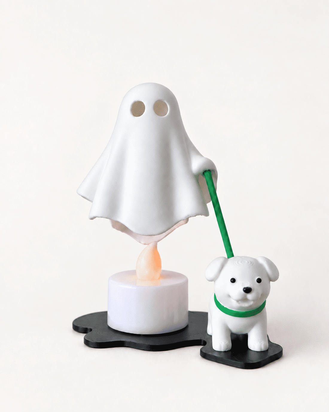 Fantasma com Cachorrinho e Luminária Halloween em Impressão 3D