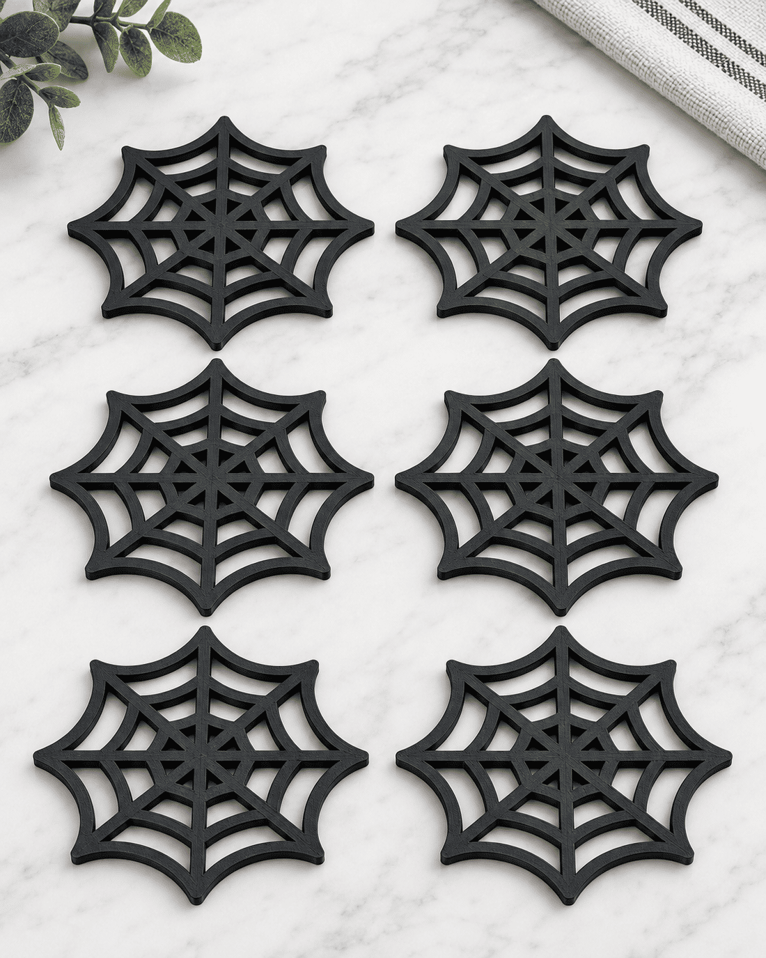 Kit 6 Porta-Copos Teia de Aranha Halloween em Impressão 3D Kit 6 Porta-Copos Teia de Aranha Halloween em Impressão 3D