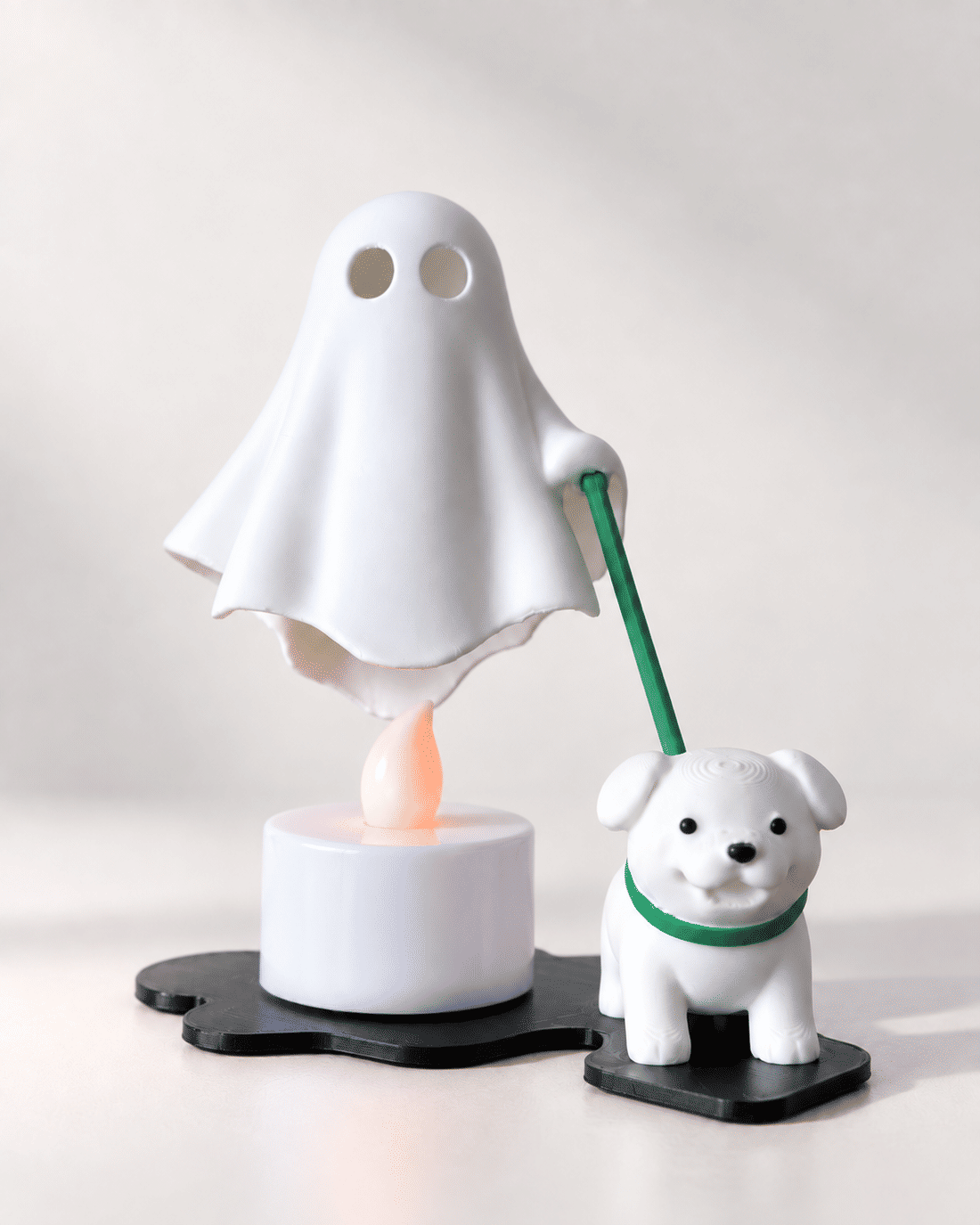 Fantasma com Cachorrinho e Luminária Halloween em Impressão 3D