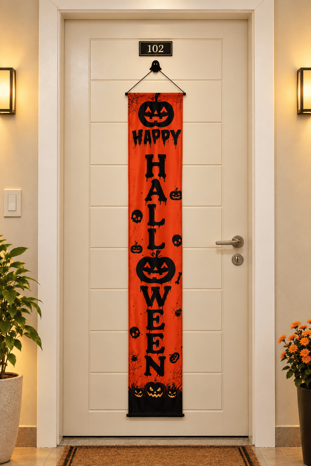 Banner Decorativo Halloween Laranja Happy Halloween 1,75 m com Gancho Banner Decorativo Halloween Laranja Happy Halloween 1,75 m com Gancho