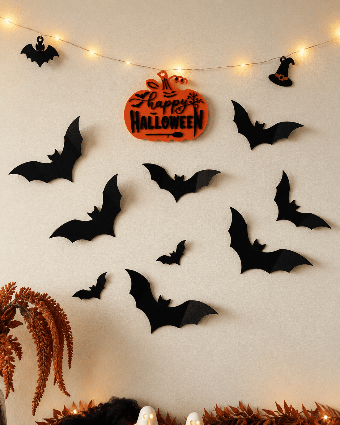 Kit 10 Morcegos Decorativos de Parede Halloween em Impressão 3D Kit 10 Morcegos Decorativos de Parede Halloween em Impressão 3D