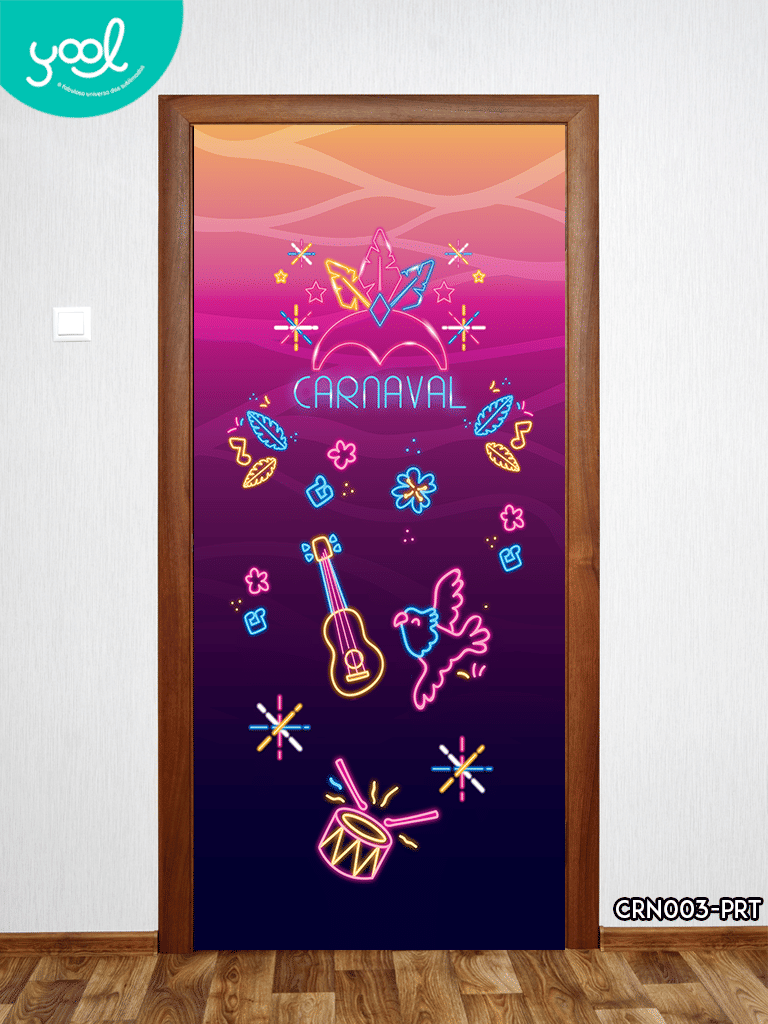 Capa de Porta Decorativa Carnaval Neon