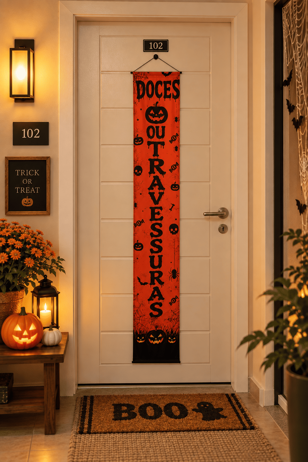 Banner Decorativo Halloween Doces ou Travessuras Laranja 1,75 m com Gancho Banner Decorativo Halloween Doces ou Travessuras Laranja 1,75 m com Gancho