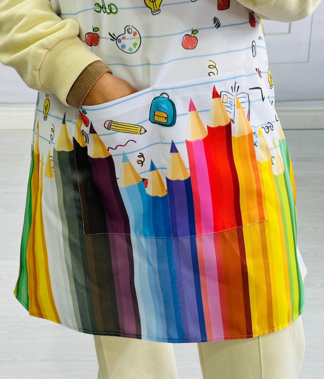 Avental Japonês para Professor estampa Lápis Avental Japonês para Professor estampa Lápis