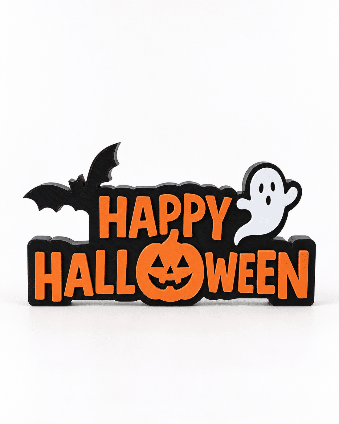 Placa Decorativa de Mesa Happy Halloween em Impressão 3D Placa Decorativa de Mesa Happy Halloween em Impressão 3D
