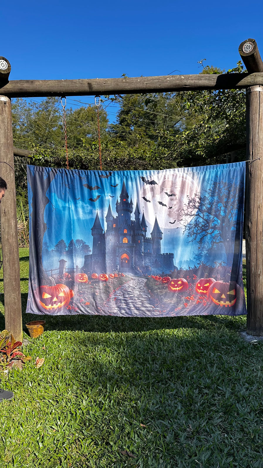 Painel Retangular Halloween Castelo e Abóboras 2,20 X 1,50 Painel Retangular Halloween Castelo e Abóboras 2,20 X 1,50