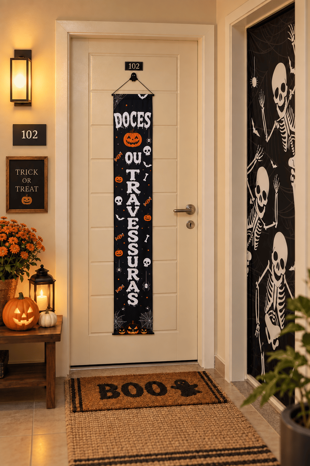 Banner Decorativo Halloween Doces ou Travessuras 1,75 m com Gancho Banner Decorativo Halloween Doces ou Travessuras 1,75 m com Gancho
