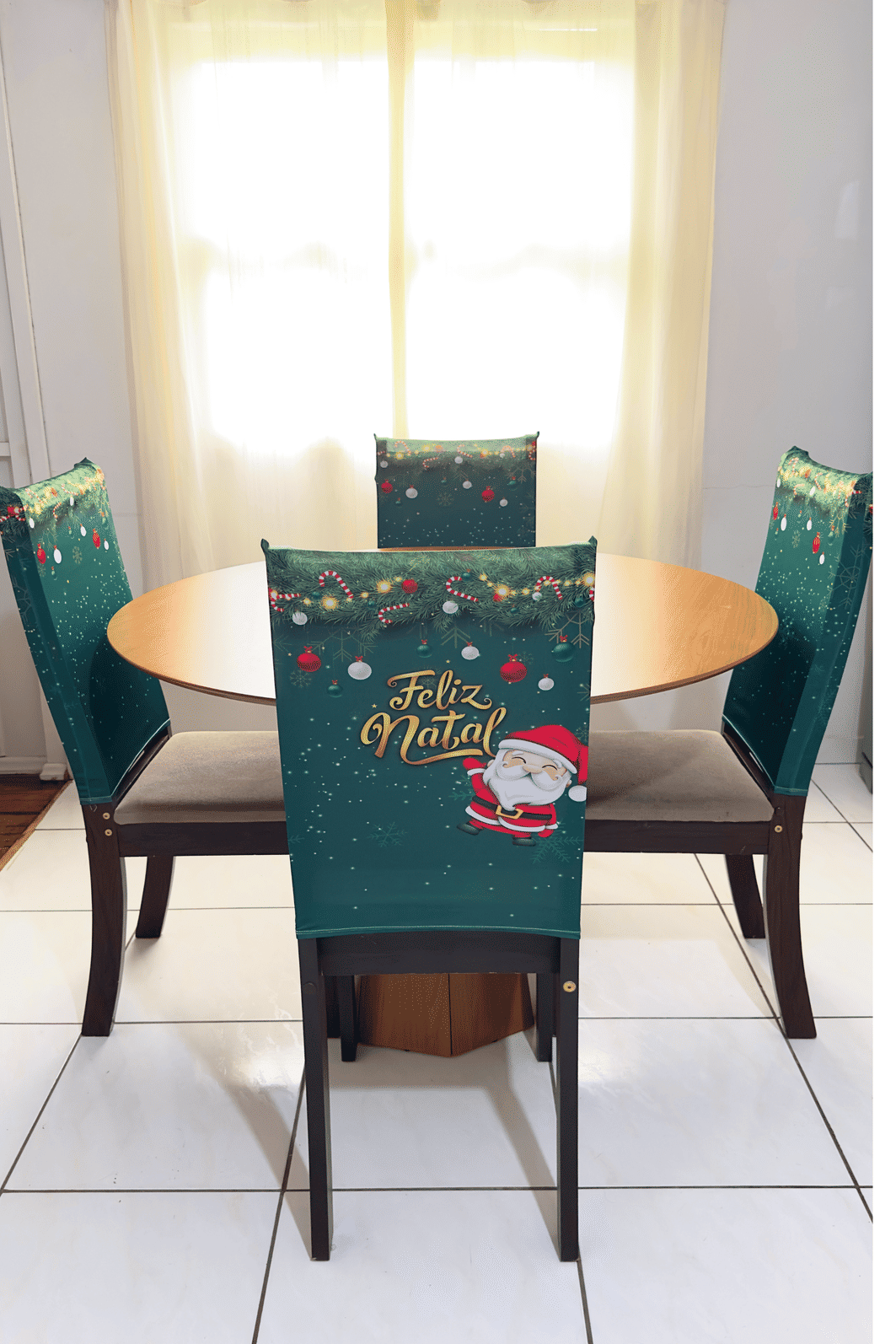 KIT COM 4 Capa de Cadeira Decorativa Natal VERDE PAPAI NOEL KIT COM 4 Capa de Cadeira Decorativa Natal VERDE PAPAI NOEL