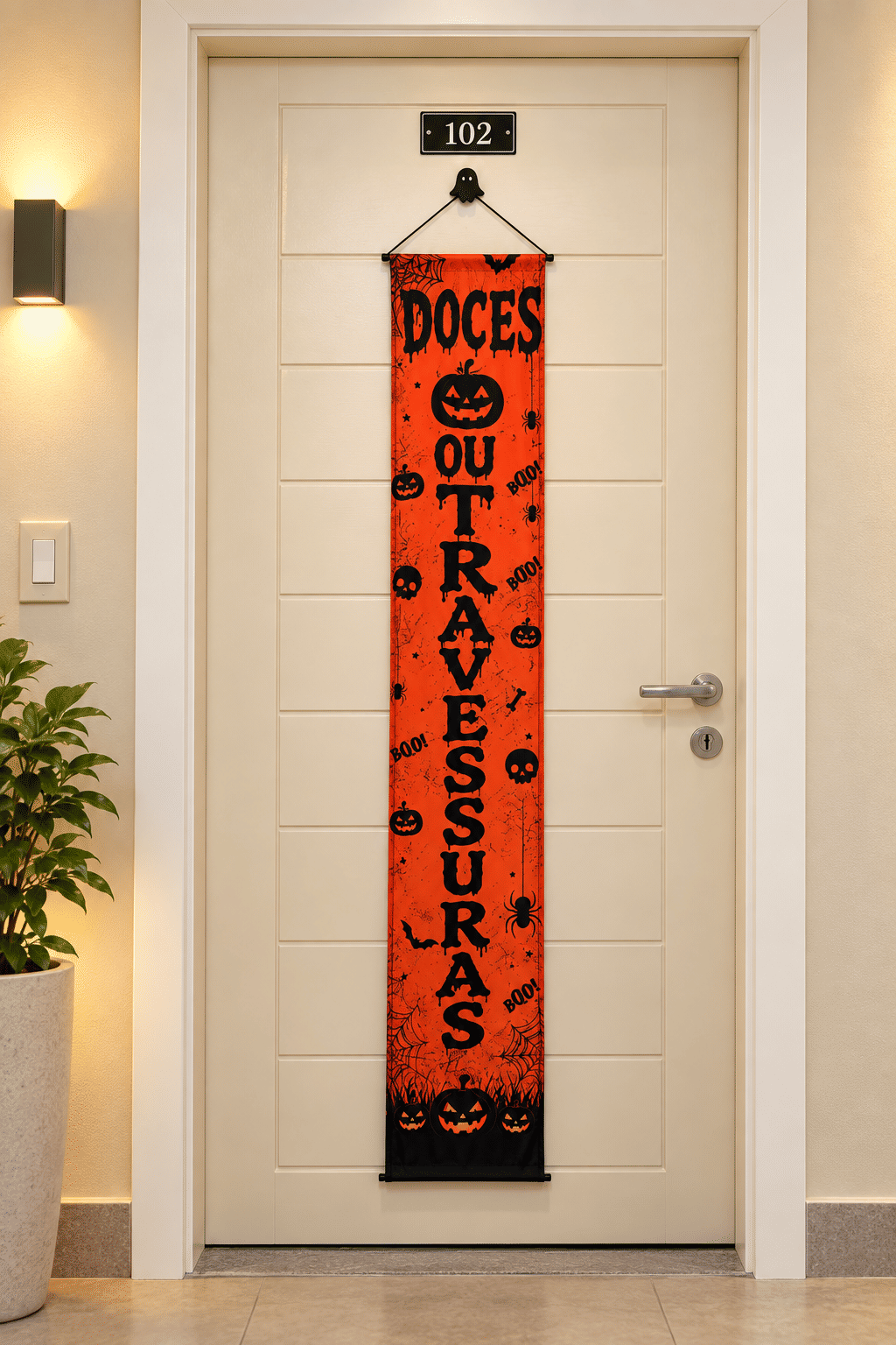 Banner Decorativo Halloween Doces ou Travessuras Laranja 1,75 m com Gancho Banner Decorativo Halloween Doces ou Travessuras Laranja 1,75 m com Gancho