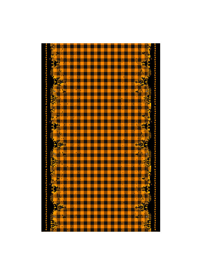 Combo Halloween (Painel + Kit 4 Capa Almofadas + Toalha de Mesa) CASTELO E ABÓBORAS