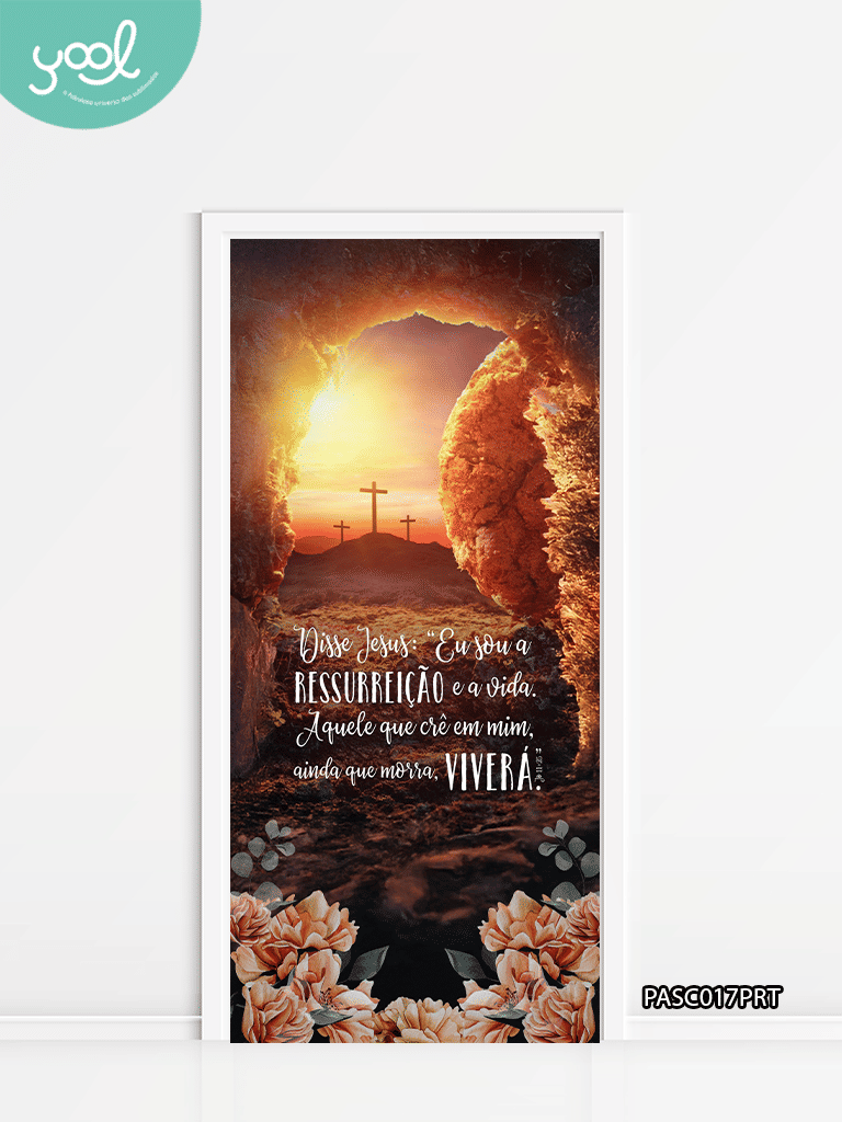 Capa de Porta Páscoa Cristã Ele Vive Capa de Porta Páscoa Cristã Ele Vive