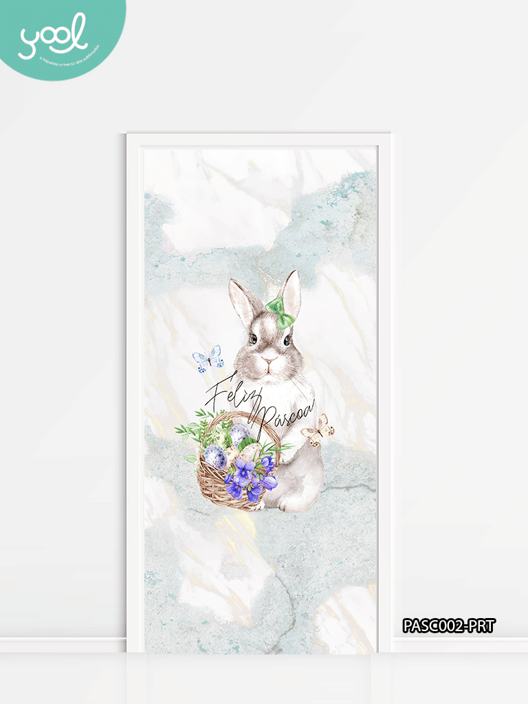 Kit de Páscoa Coelha Lily 1 Capa de Porta + 4 Capa de Almofada + 4 Capa de Sousplat