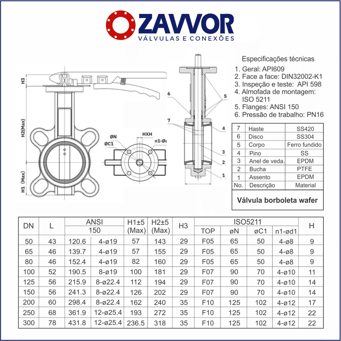 VALVULA BORBOLETA WAFER CORPO FOFO DISCO INOX 304 VEDACAO EPDM VALVULA BORBOLETA WAFER CORPO FOFO DISCO INOX 304 VEDACAO EPDM
