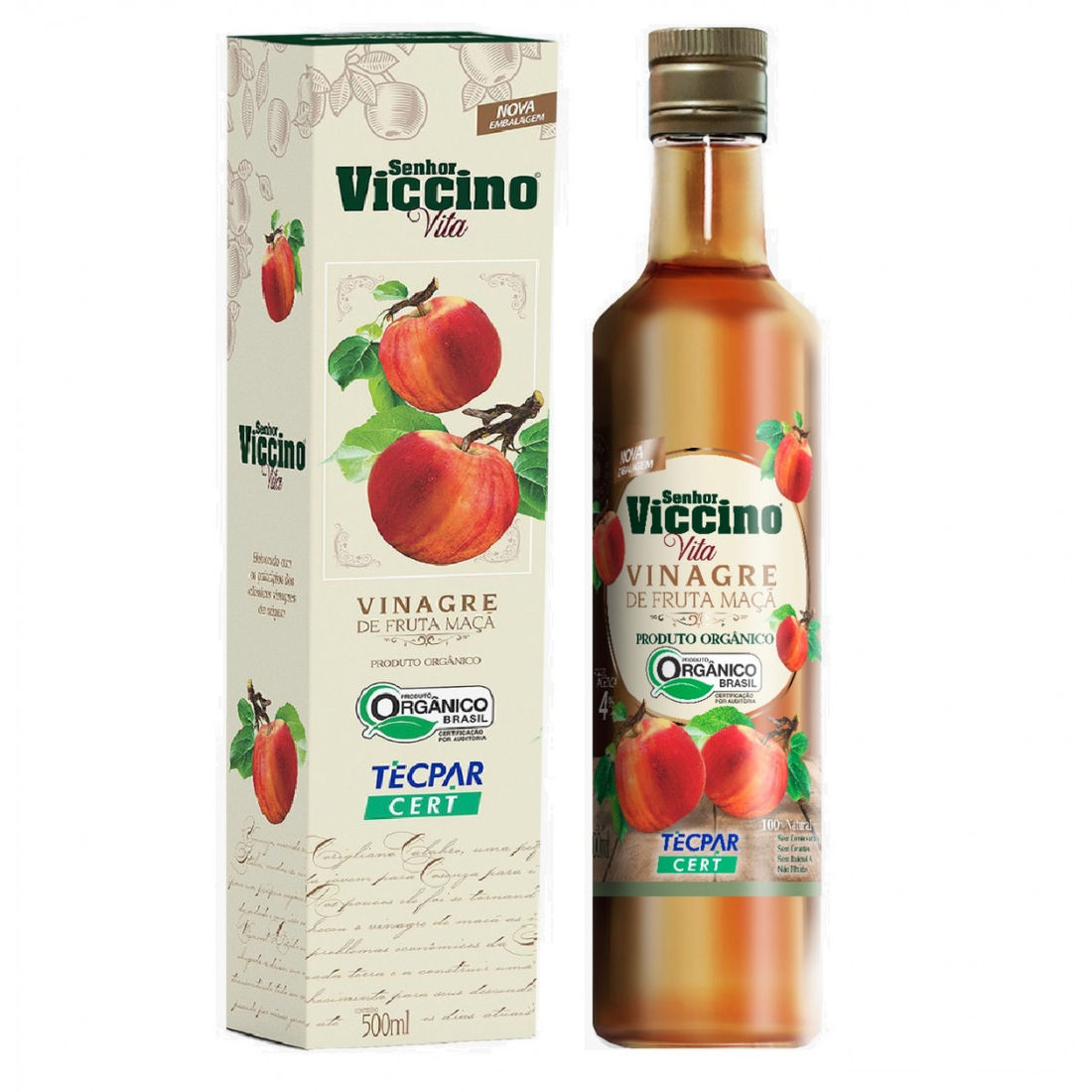 VINAGRE DE FRUTA  MAÇA ORGÂNICO SENHOR VICCINO 500ML