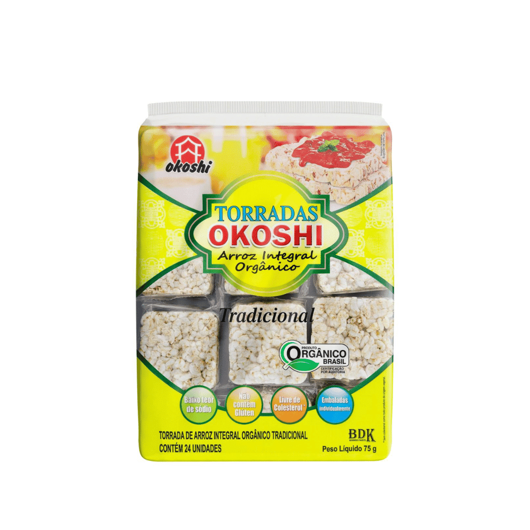 TORRADAS DE ARROZ INTEGRAL ORGÂNICO TRADICIONAL OKOSHI 75G