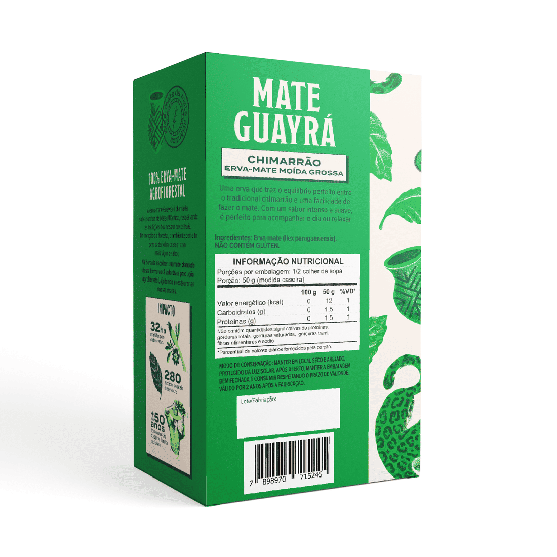 Erva Mate GROSSA Chimarrão Orgânica MATE GUAYRÁ - 500g