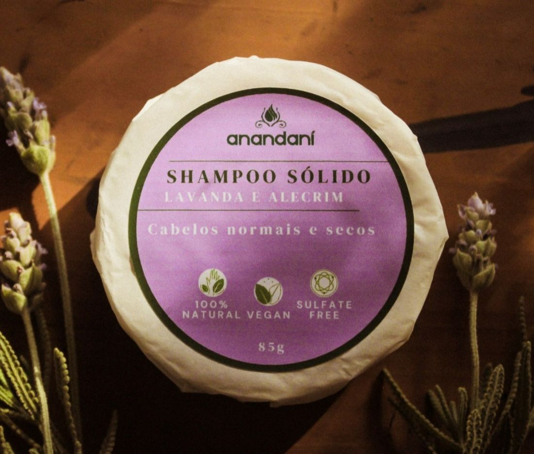 Shampoo Sólido Lavanda e Alecrim (cabelos normais e secos) 85g Anandaní