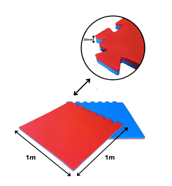 Tatame / Placa EVA 100 x 100 x 2cm - Bicolor (Azul/Vermelho)