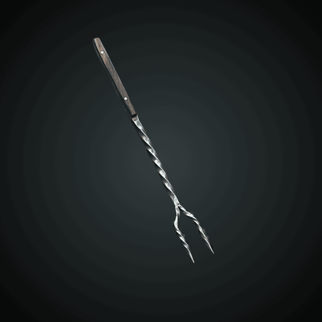 Garfo Forjado Rústico Cabo Madeira