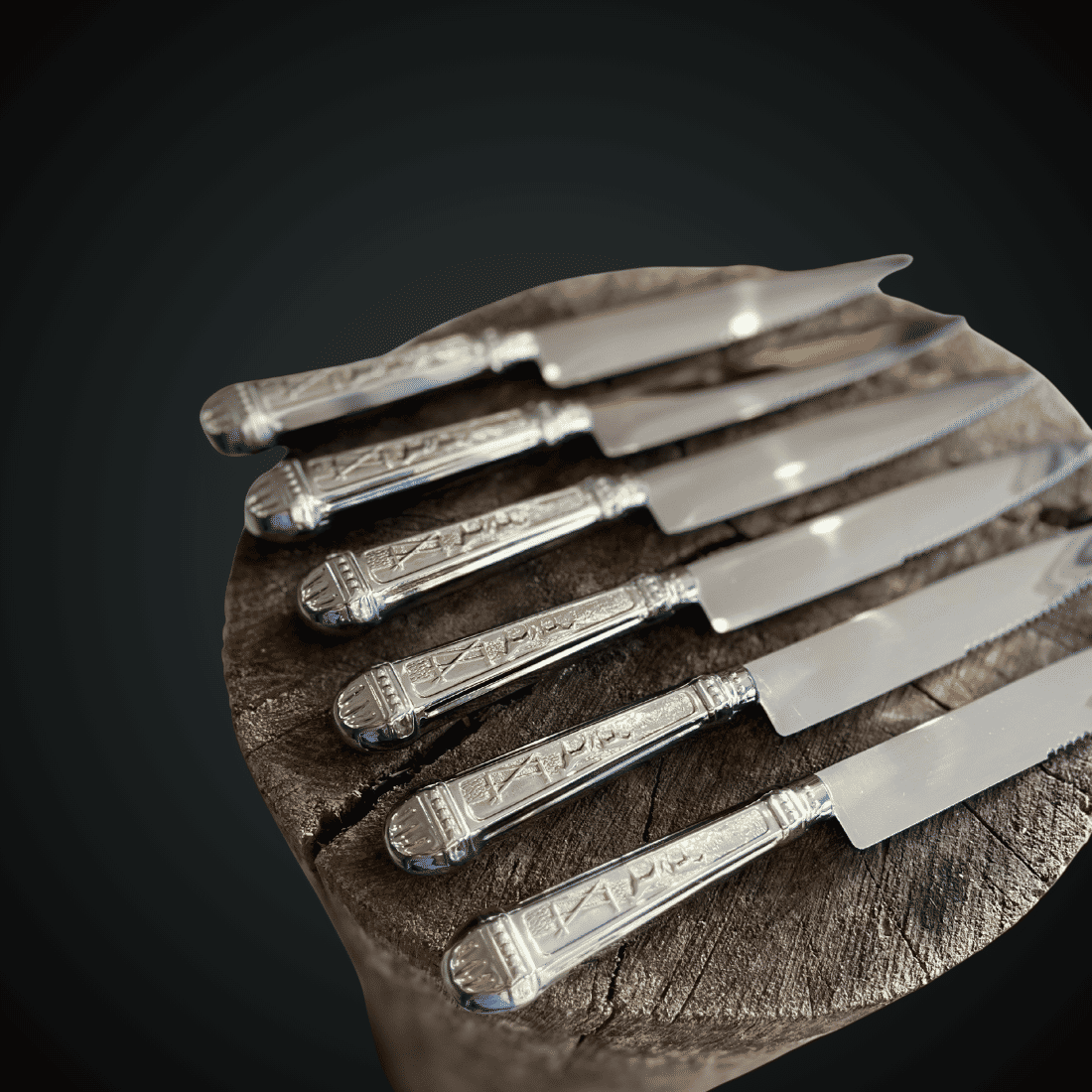 Faqueiro c/12 peças Faca Churrasco 6“ - Garfo - Aço Inox - Cabo Prateado Faqueiro c/12 peças Faca Churrasco 6“ - Garfo - Aço Inox - Cabo Prateado