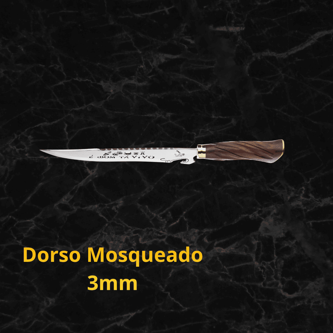 Faca Churrasco Picanheira 9“ É Bom Tá Vivo - Aço Inox 420 - Cabo Torneado