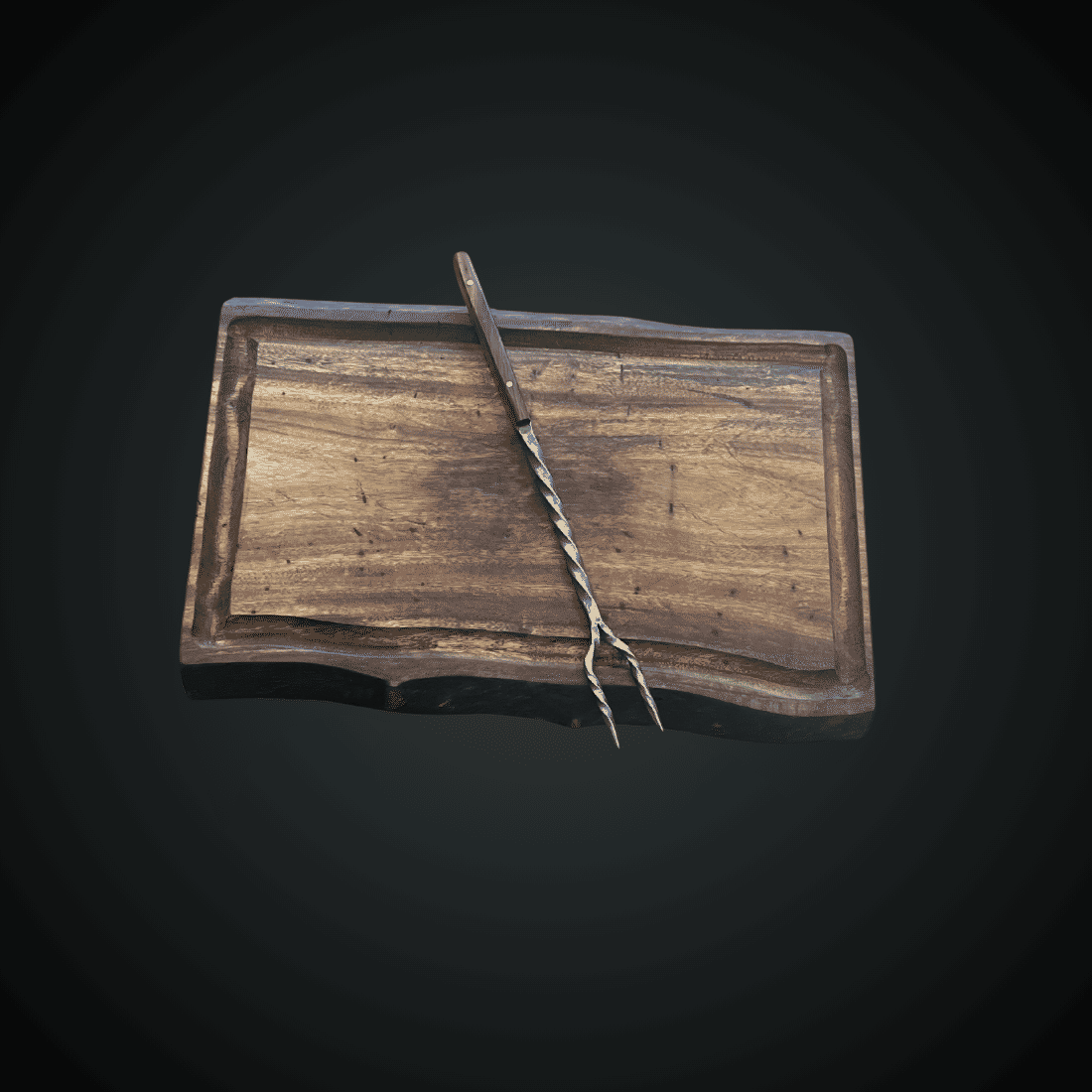 Garfo Forjado Rústico Cabo Madeira