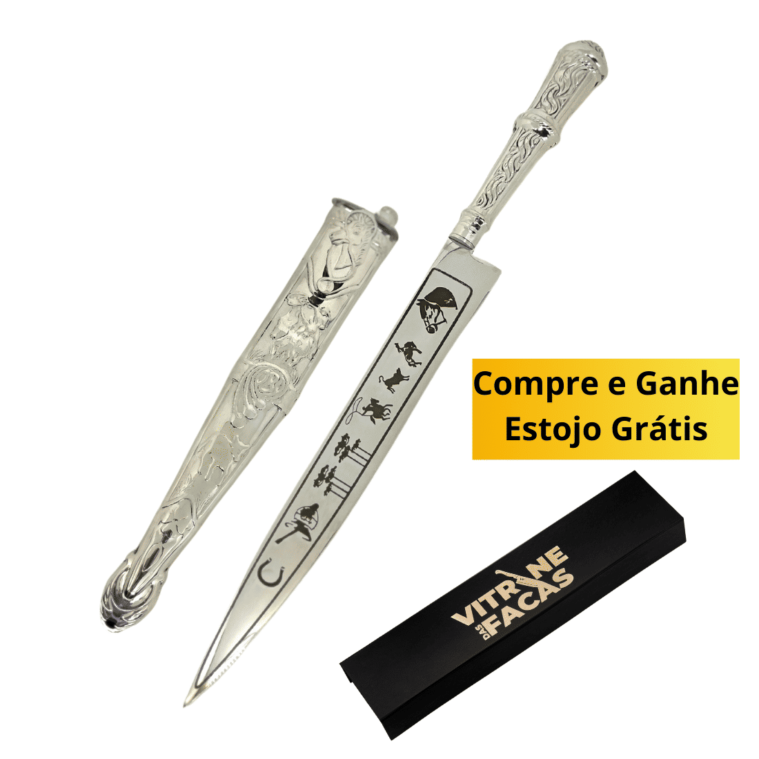 Faca Churrasco 9“ VF Prateada Tradição Centenaria Aço Inox 420c Faca Churrasco 9“ VF Prateada Tradição Centenaria Aço Inox 420c