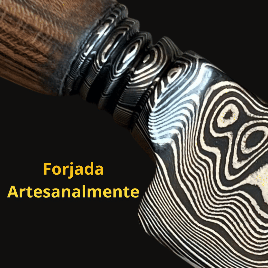 Faca Churrasco VF Artesanal 9" Forjada Aço Damasco Faca Churrasco VF Artesanal 9" Forjada Aço Damasco