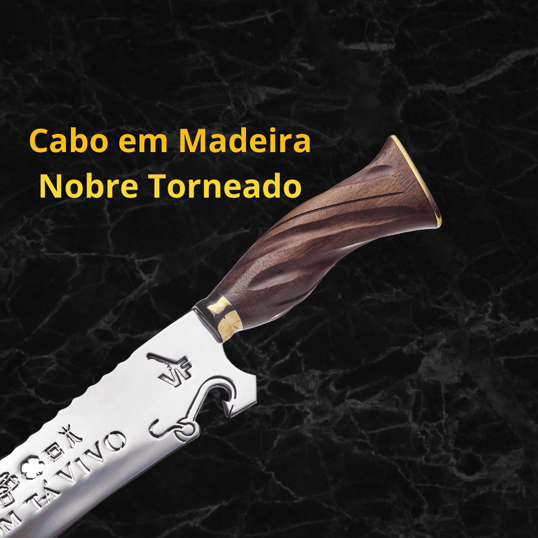 Faca Churrasco Picanheira 9“ É Bom Tá Vivo - Aço Inox 420 - Cabo Torneado