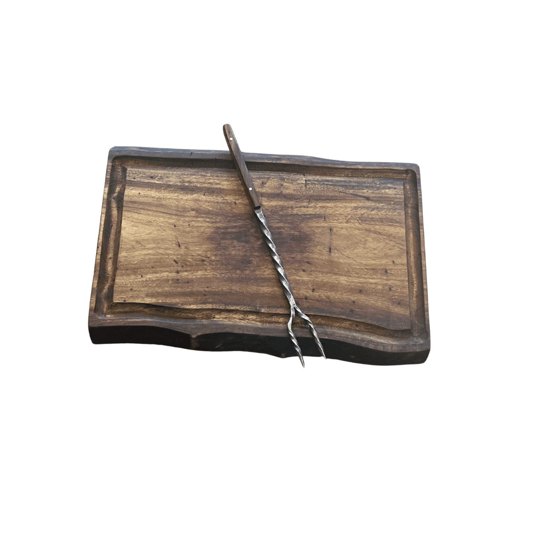 Garfo Forjado Rústico Cabo Madeira