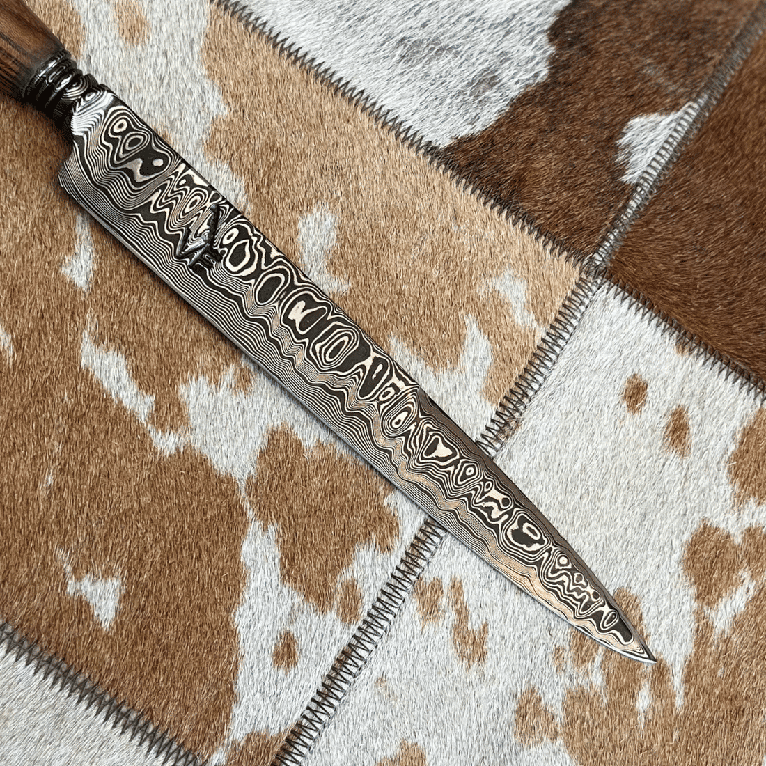 Faca Churrasco VF Artesanal 9" Forjada Aço Damasco Faca Churrasco VF Artesanal 9" Forjada Aço Damasco